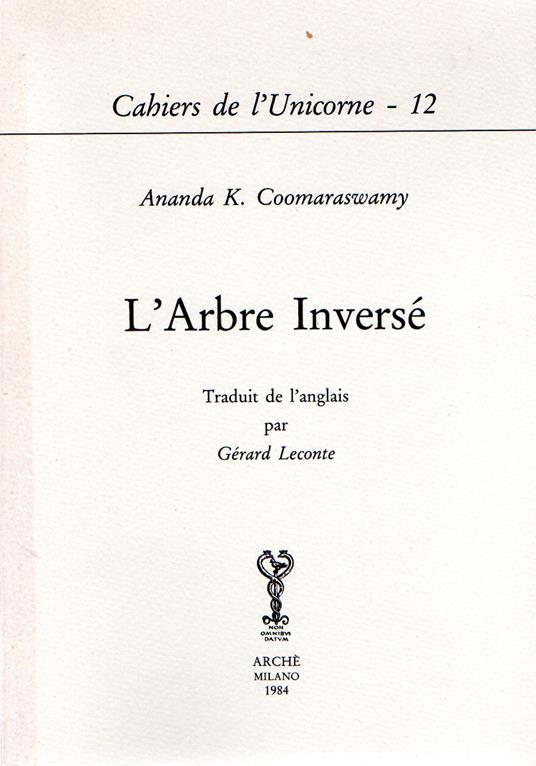 L' Arbre Inversé - Ananda k. Coomaraswamy - copertina