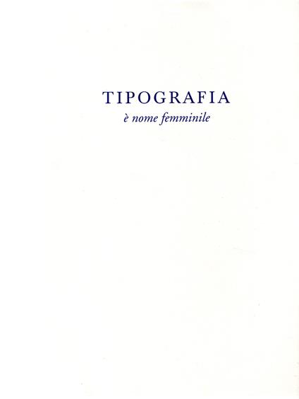 Tipografia è nome femminile - copertina