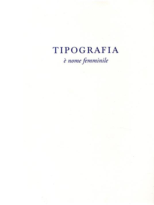 Tipografia è nome femminile - copertina
