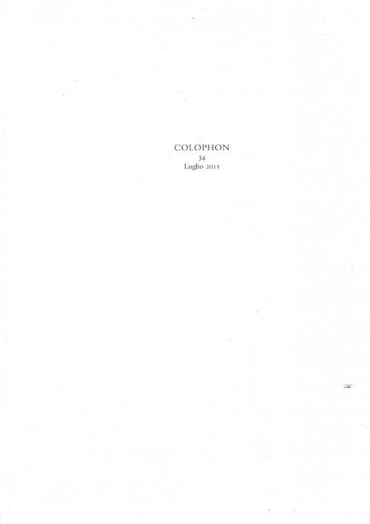 Colophon. Quadrimestrale di libri d'artista e di bei libri, n. 34 - Luglio 2011 - copertina