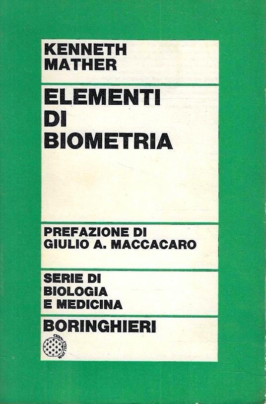 Elementi di biometria - Kenneth Mather - copertina