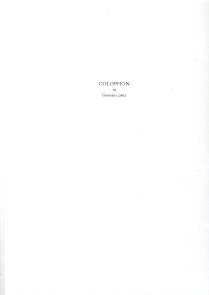 Colophon. Quadrimestrale di libri d'artista e di bei libri n. 10, Gennaio 2002 - copertina