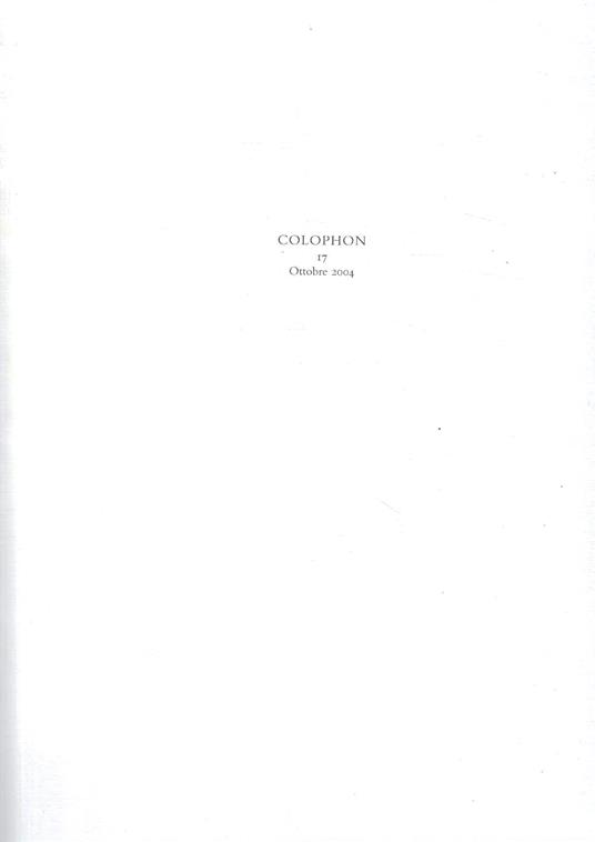 Colophon. Quadrimestrale di libri d'artista e di bei libri n. 17, Ottobre 2004 - copertina