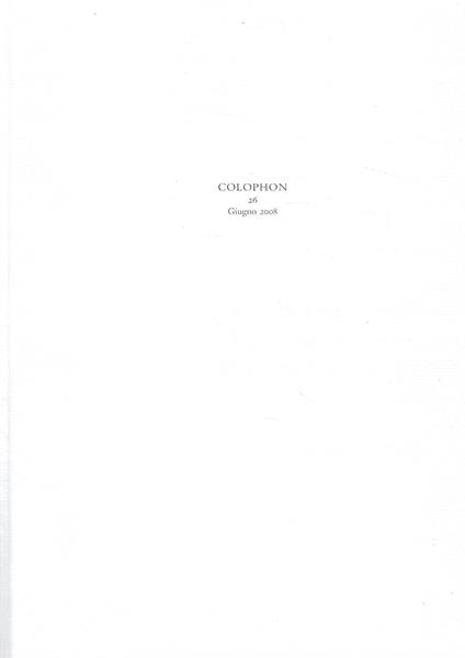 Colophon. Quadrimestrale di libri d'artista e di bei libri n. 26, Giugno 2008 - copertina