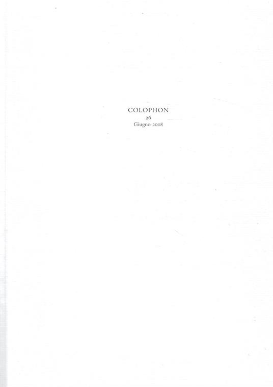 Colophon. Quadrimestrale di libri d'artista e di bei libri n. 26, Giugno 2008 - copertina