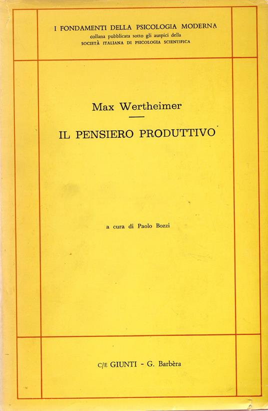Il pensiero produttivo - Max Wertheimer - copertina