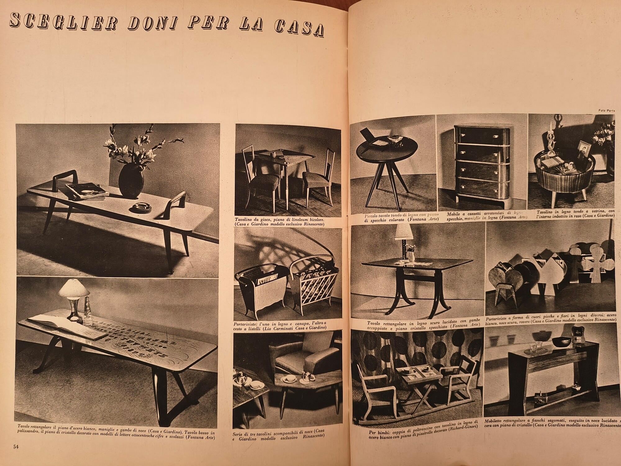 LO STILE NELLA CASA E ARREDAMENTO N 12 Dicembre 1941 (Copertina Vasi Richard Ginori di Gienlica)