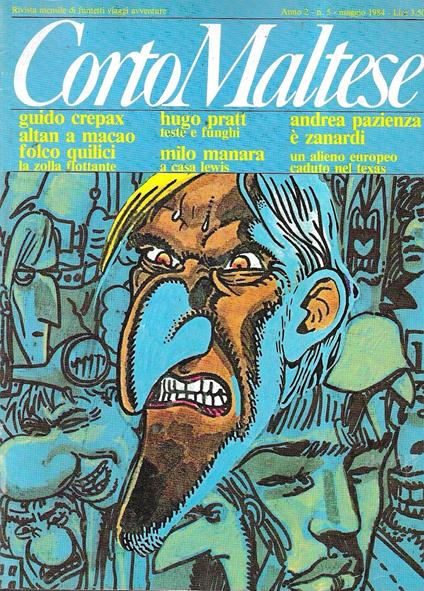 La zolla flottante - Teste e funghi - Un alieno europeo caduto nel Texas (Corto Maltese. Anno 2 - n.5, 1984 ) - Guido Crepax - copertina