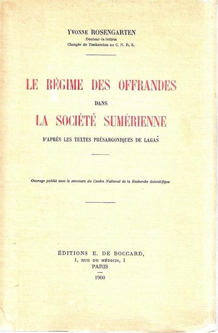 Le régime des offrandes dans la société Sumerienne - copertina