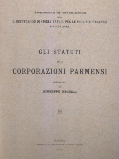 Gli statuti delle corporazioni parmensi - copertina