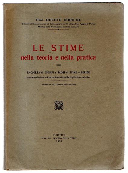 Le stime nella teoria e nella pratica - Oreste Bordiga - copertina