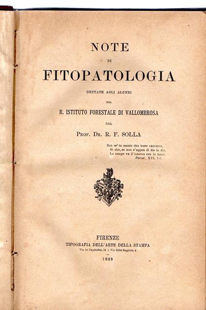 Note di Fitopatologia - copertina