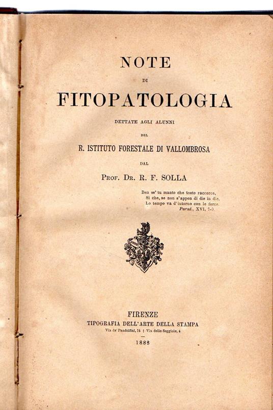 Note di Fitopatologia - copertina