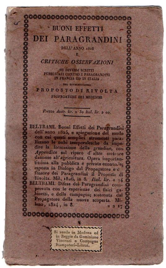 Buoni Effetti Dei Paragrandini Dell' Anno 1825 - copertina