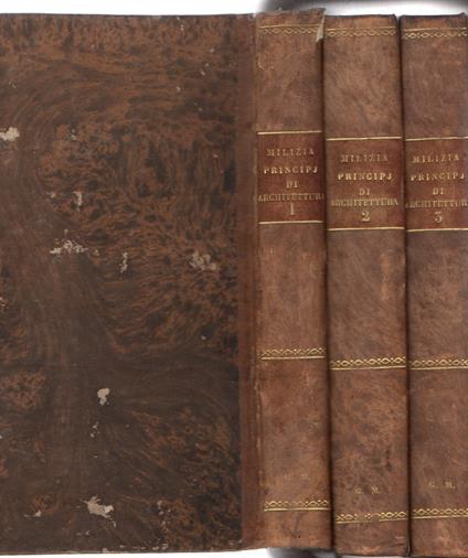 PRINCIPJ DI ARCHITETTURA CIVILE opera in 3 volumi - Francesco Milizia - copertina