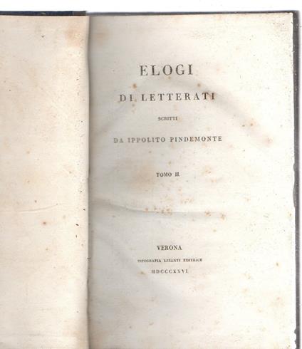Elogi di letterati - Ippolito Pindemonte - copertina