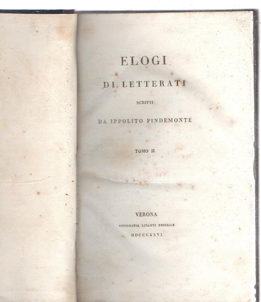 Elogi di letterati - Ippolito Pindemonte - copertina
