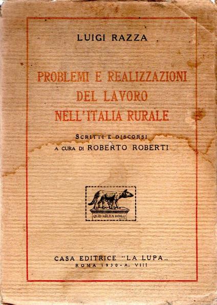Problemi e realizzazioni del lavoro nell'Italia rurale - Luigi Razza - copertina