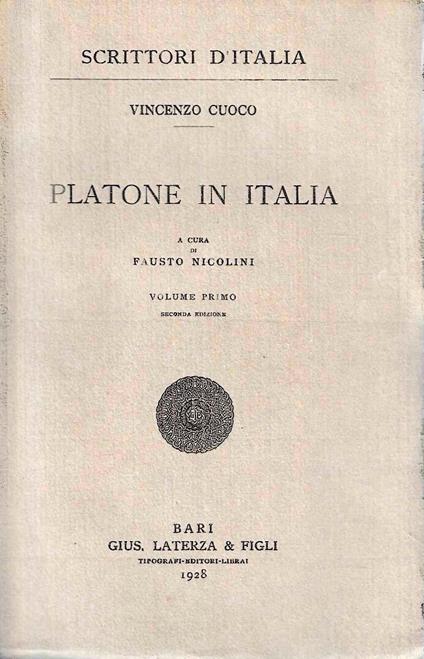 Platone in Italia (Vol. I) - Vincenzo Cuoco - copertina