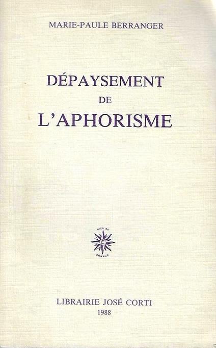 Dépaysement de l'aphorisme - copertina