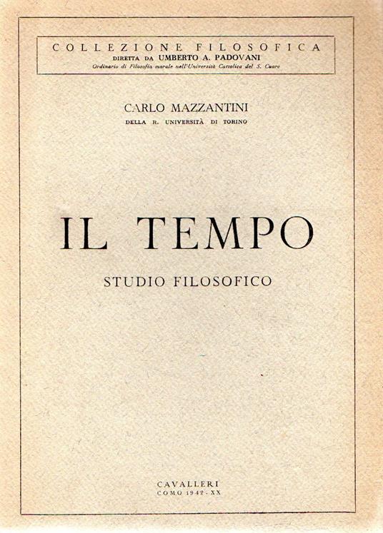 Il tempo : studio filosofico - copertina