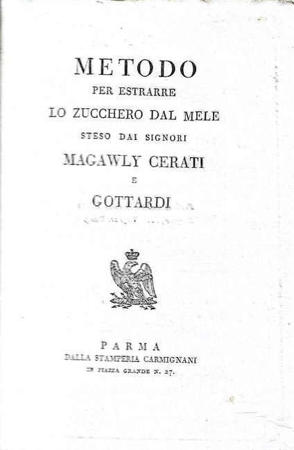 Metodo per estrarre lo Zucchero dal Mele steso dai Signori Magawly Cerati e Gottardi - copertina