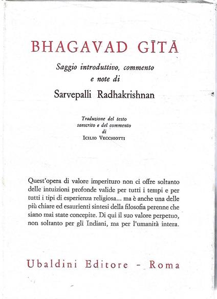 Bhagavad Gita. Saggio introduttivo, commento e note di Sarvepalli Radhakrishnan - copertina