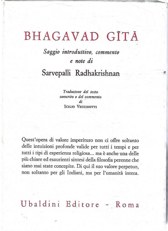 Bhagavad Gita. Saggio introduttivo, commento e note di Sarvepalli Radhakrishnan - copertina