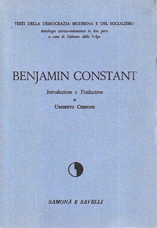 Benjamin Constant - Galvano Della Volpe - copertina