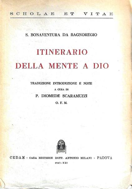 Itinerario della mente a Dio - Bonaventura da Bagnorea - copertina