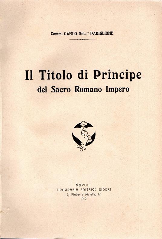Il Titolo di Principe del Sacro Romano Impero - copertina