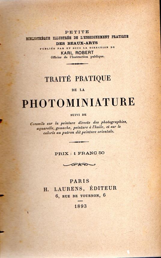 Traité Pratique de la Photominiature - Karl Robert - copertina