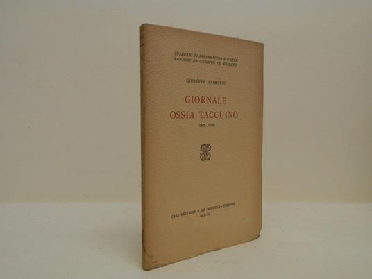 Giornale ossia taccuino - Giuseppe Raimondi - copertina