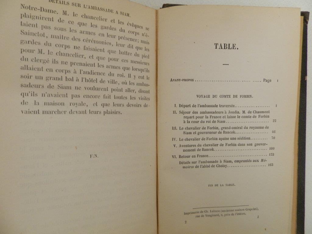 Voyage du comte de Forbin a Siam. Suivi de quelques détails extraits des mémoires de l'Abbé de Choisy (1685-1688)