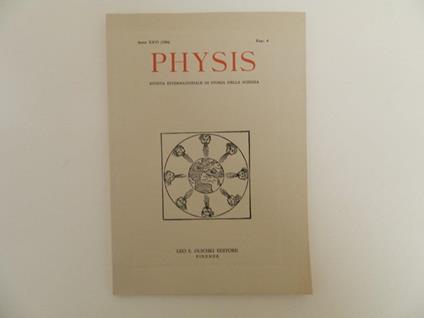 Physis. Rivista internazionale di storia della scienza. Anno 1984, fascicolo 4 - copertina
