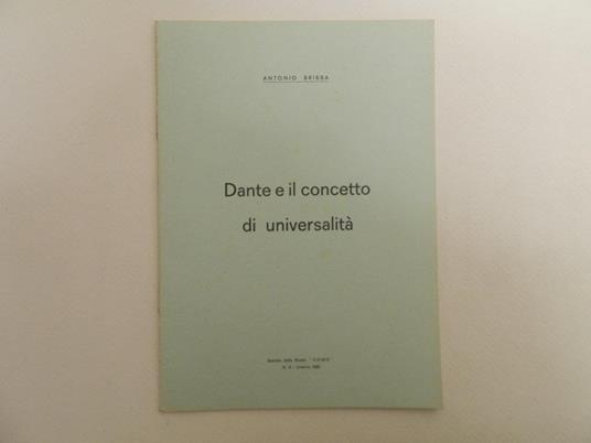 Dante e il concetto di universalità - Antonio Brissa - copertina