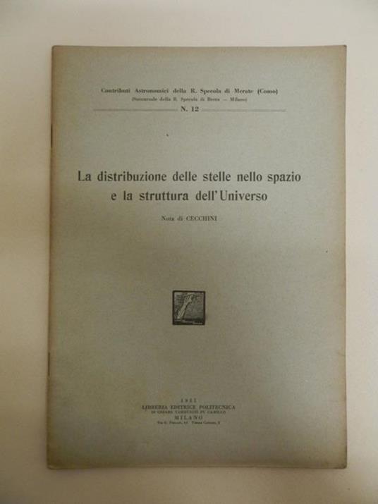 La distribuzione delle stelle nello spazio e la struttura dell'Universo - Giovanni Cecchini - copertina