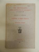 VIII centenario dell'Università di Bologna, giugno 1888. Discorso di chiusura e istituzione di premio perpetuo