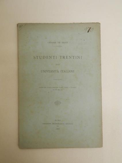 Studenti trentini alle università italiane - copertina