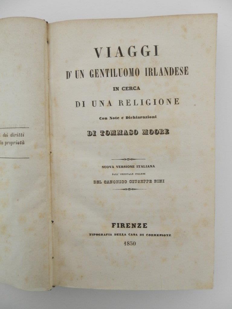 Viaggi d'un gentiluomo irlandese in cerca di una religione con note e dichiarazioni