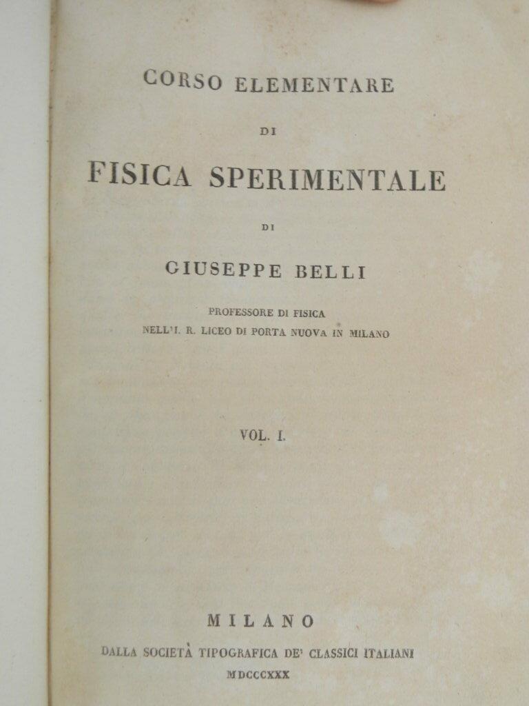Corso elementare di fisica sperimentale di Giuseppe Belli