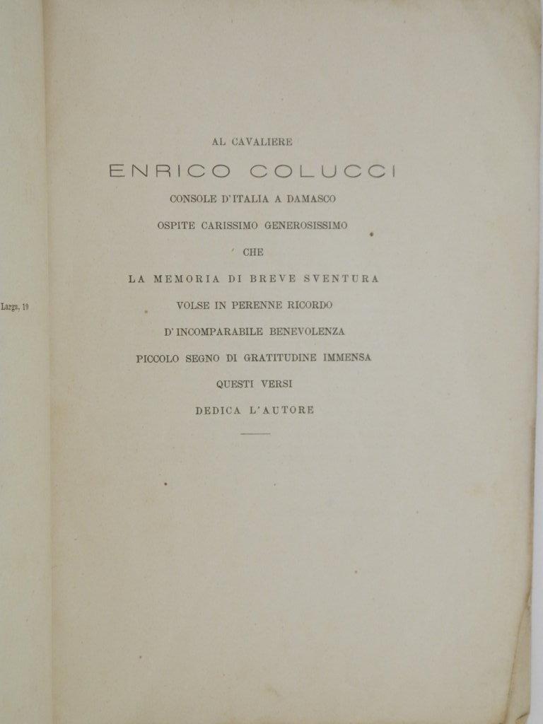 Ricordo del mio viaggio in Oriente. Versi