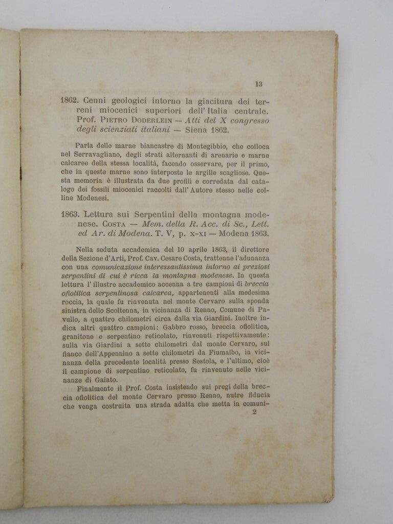 Bibliografia geologica e paleontologica della provincia di Modena