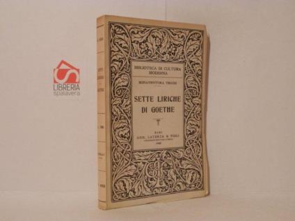 Sette liriche di Goethe - Bonaventura Tecchi - copertina