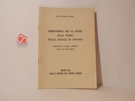Orientamenti per lo studio della storia della diocesi di Novara - Giovanni Cavigioli - copertina