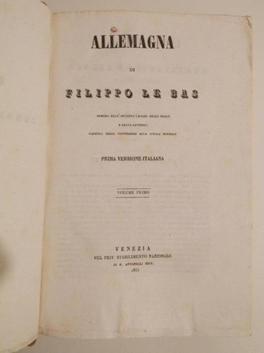 Allemagna di Filippo Le Bas. Prima versione italiana - Philippe Le Bas - 2