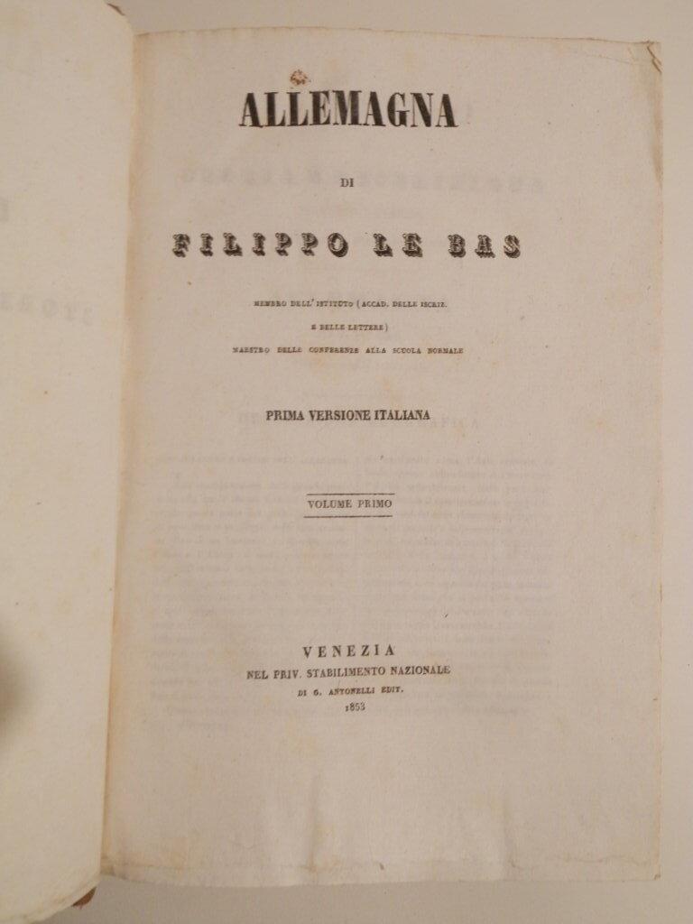 Allemagna di Filippo Le Bas. Prima versione italiana