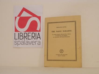 Tre saggi sgraditi - Fernando Ritter - copertina