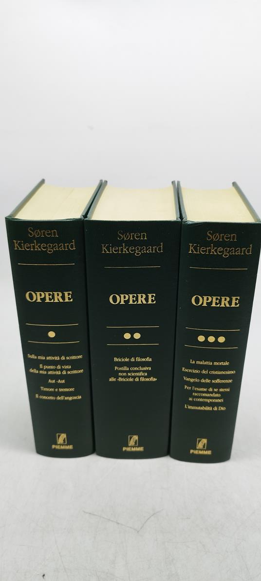 soren kierkegaard opere 3 volumi piemme - copertina
