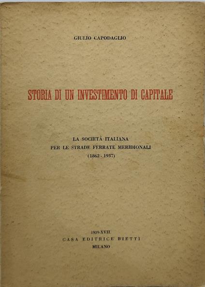 storia di un investimento di capitale - Giulio Capodaglio - copertina
